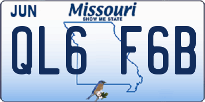 MO license plate QL6F6B
