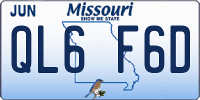 MO license plate QL6F6D