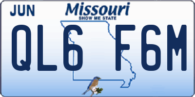 MO license plate QL6F6M