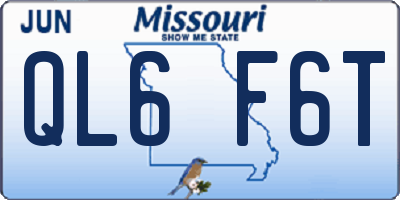 MO license plate QL6F6T