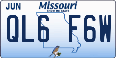 MO license plate QL6F6W