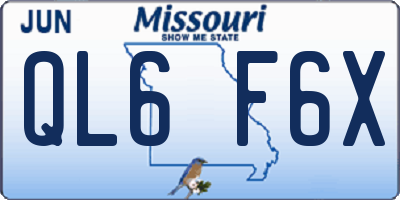 MO license plate QL6F6X