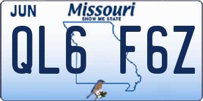 MO license plate QL6F6Z
