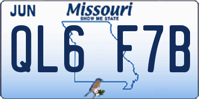 MO license plate QL6F7B