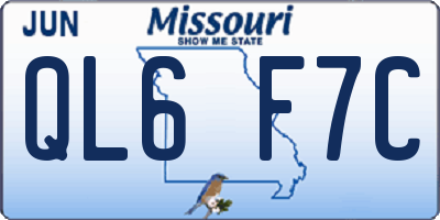 MO license plate QL6F7C