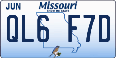 MO license plate QL6F7D