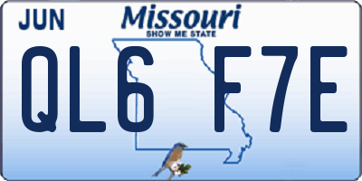 MO license plate QL6F7E