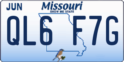 MO license plate QL6F7G