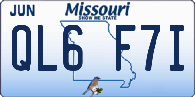 MO license plate QL6F7I