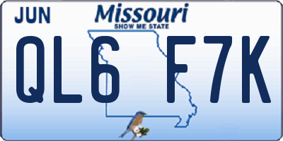 MO license plate QL6F7K