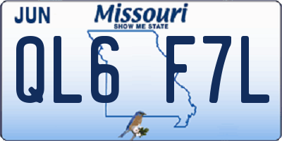 MO license plate QL6F7L