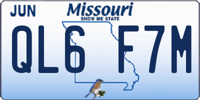 MO license plate QL6F7M