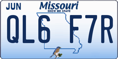 MO license plate QL6F7R