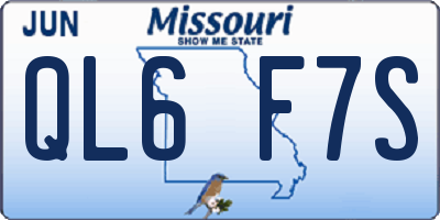 MO license plate QL6F7S