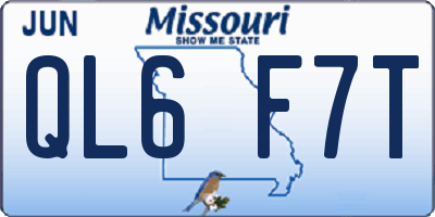 MO license plate QL6F7T