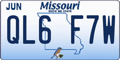 MO license plate QL6F7W