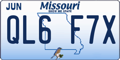 MO license plate QL6F7X