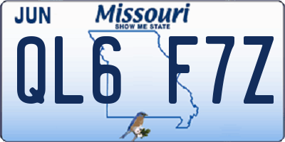 MO license plate QL6F7Z