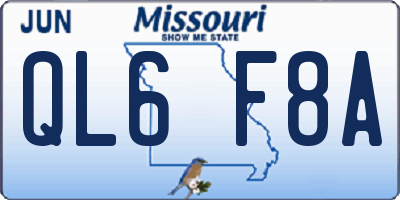 MO license plate QL6F8A