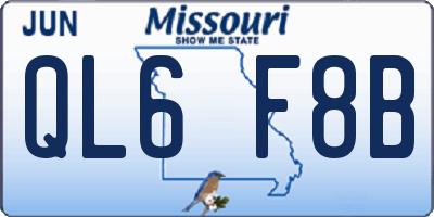 MO license plate QL6F8B