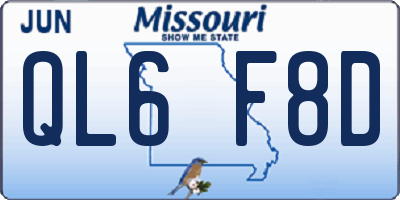 MO license plate QL6F8D
