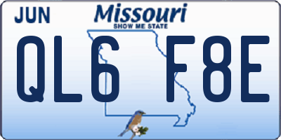 MO license plate QL6F8E