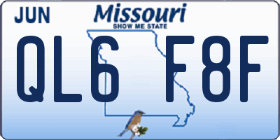 MO license plate QL6F8F