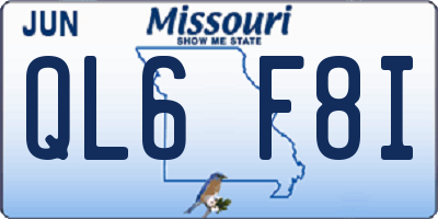 MO license plate QL6F8I