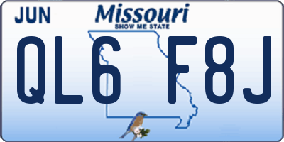 MO license plate QL6F8J