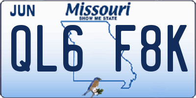 MO license plate QL6F8K