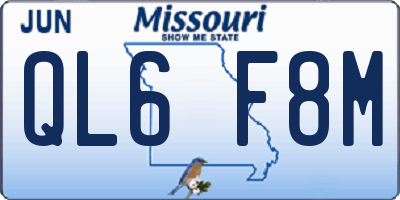 MO license plate QL6F8M