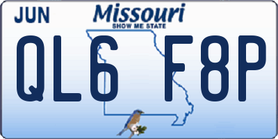 MO license plate QL6F8P