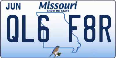 MO license plate QL6F8R