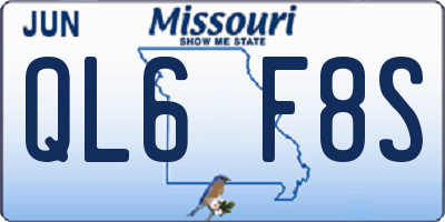 MO license plate QL6F8S