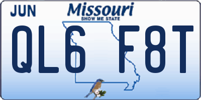 MO license plate QL6F8T