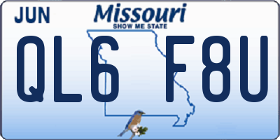 MO license plate QL6F8U
