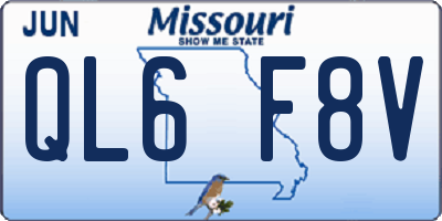 MO license plate QL6F8V