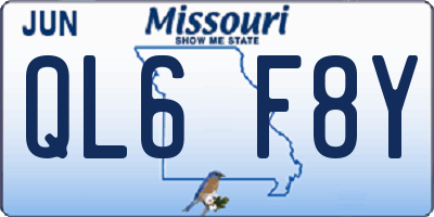 MO license plate QL6F8Y