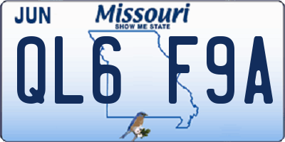MO license plate QL6F9A