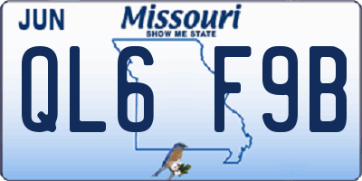 MO license plate QL6F9B