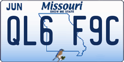 MO license plate QL6F9C
