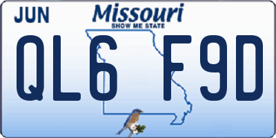 MO license plate QL6F9D