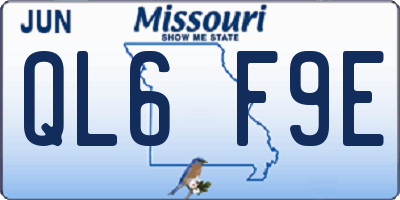 MO license plate QL6F9E