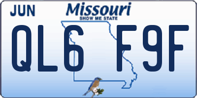 MO license plate QL6F9F