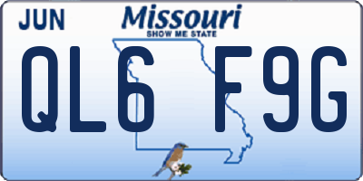 MO license plate QL6F9G
