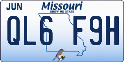 MO license plate QL6F9H