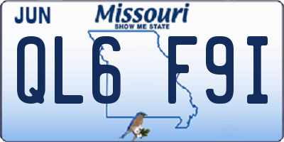 MO license plate QL6F9I