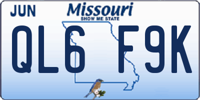 MO license plate QL6F9K