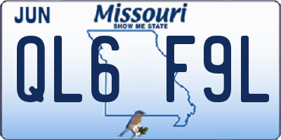 MO license plate QL6F9L