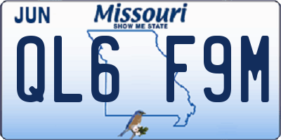 MO license plate QL6F9M